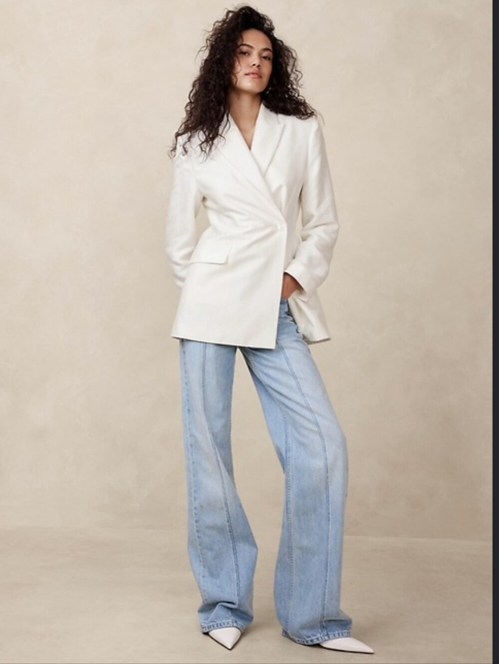 Banana Republic Hourglass Italian Linen Jacket Size 10 TALL